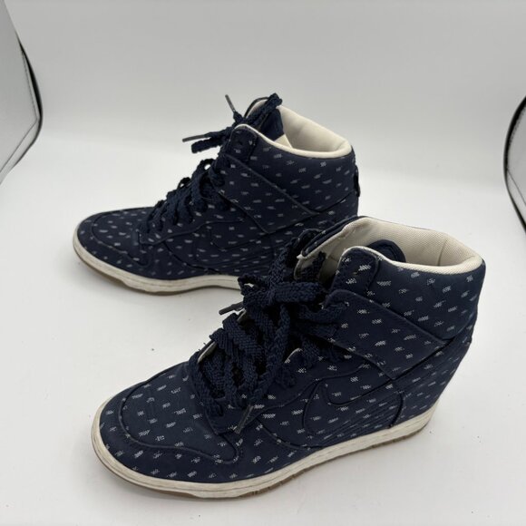 Size 7 - Nike Dunk Sku Hi Print High Obsidian Blue W - Picture 2 of 12